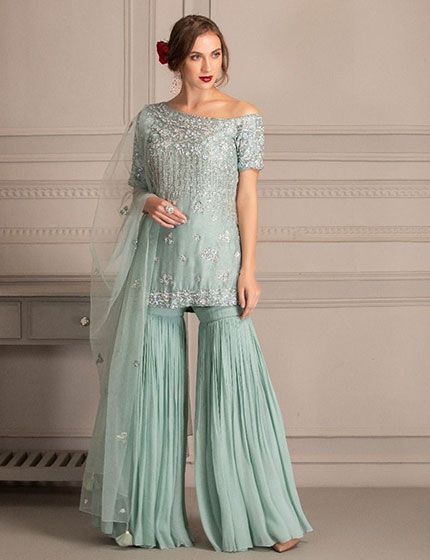 Ice Blue Sharara Set