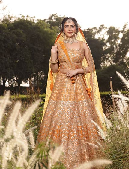 Mustard Dori Work Lehenga